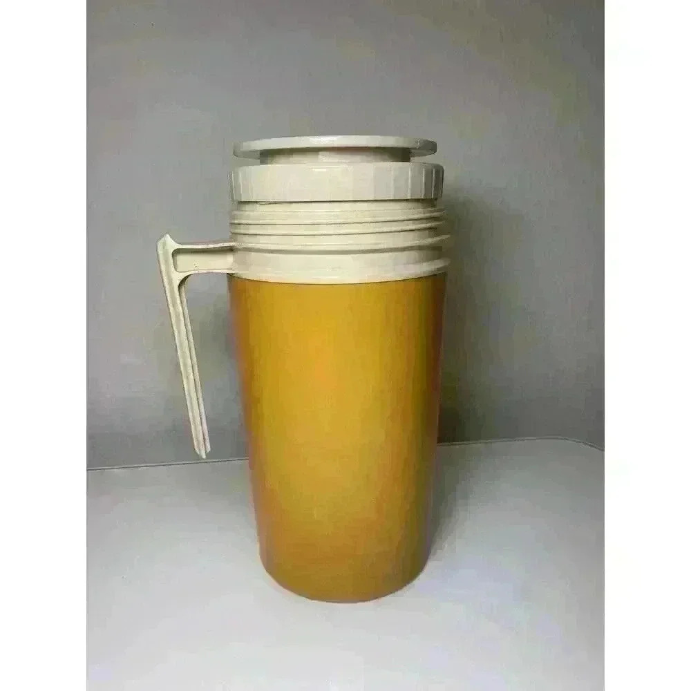 Vintage Thermos Pint Bottle Model 7202 Soup Travel Mustard Yellow No Top Lid